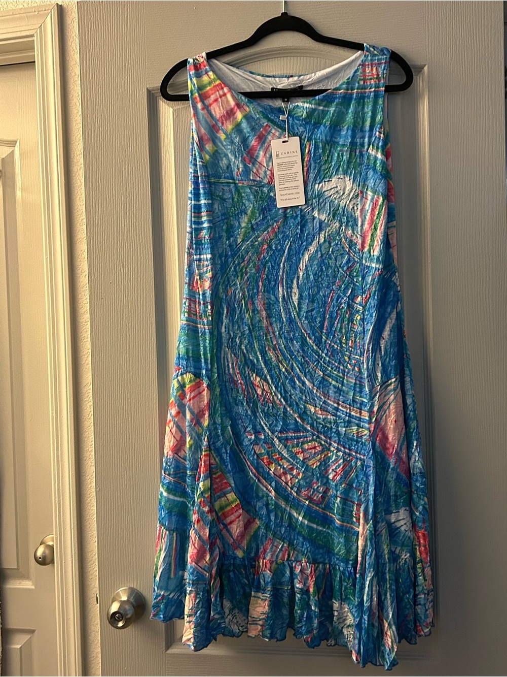 Caroline Blue Multi-Color Sleeveless A-Line Dress by Caroline